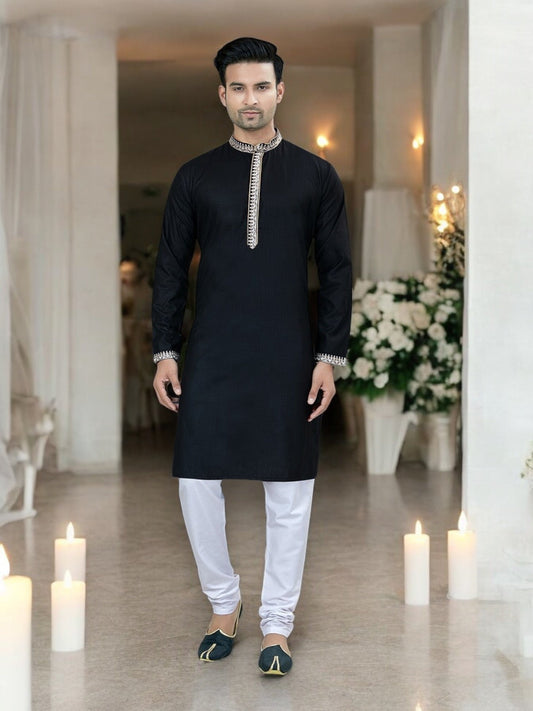 Black - Outluk Vol 53: New Designer Festive Wear Cotton Kurta Pajama– Ethnic Wear for Mens