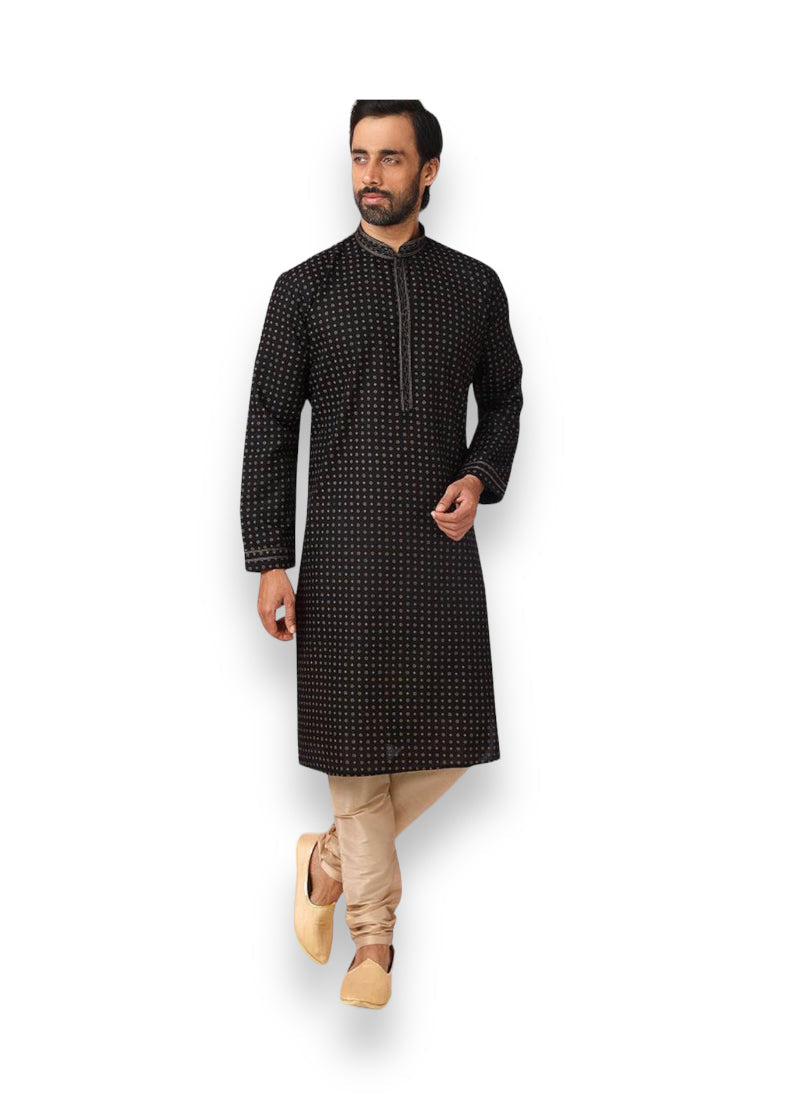 Black - Cotton Kurta with Pajama Set– Ethnic Wear for Men