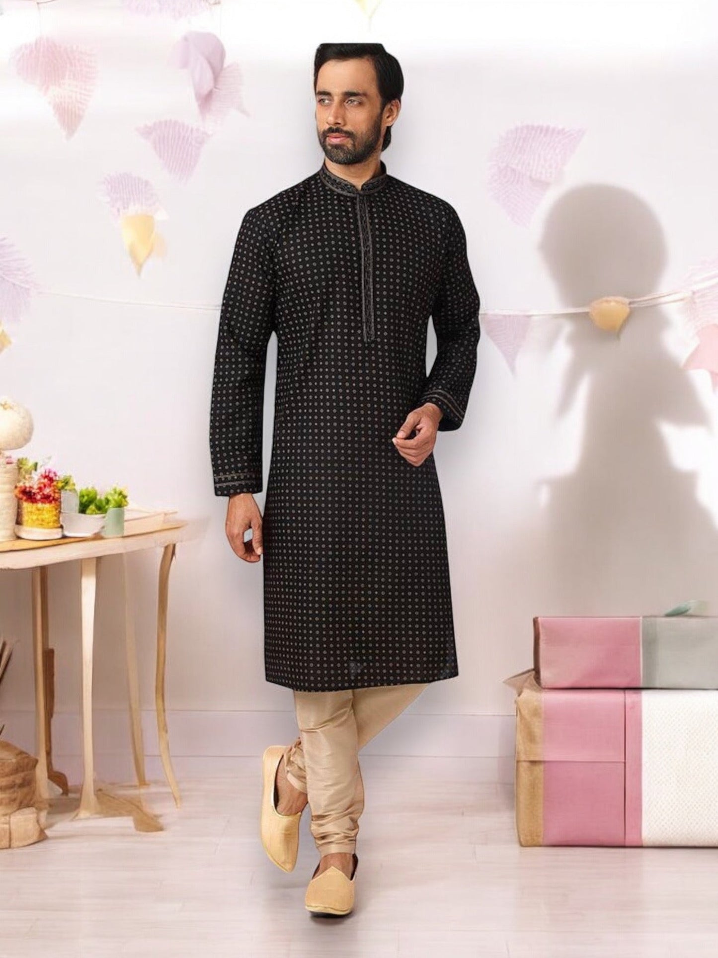 Black - Cotton Kurta with Pajama Set– Ethnic Wear for Men