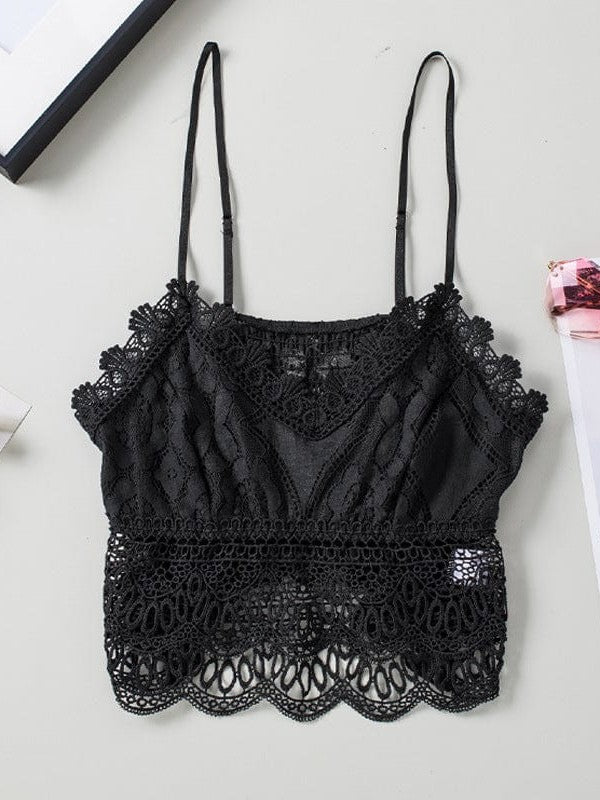 Seductive Lace Camisole Women'S Open-Back Hollow Solid Color Easy Slip-On - Concordia Style Boutique