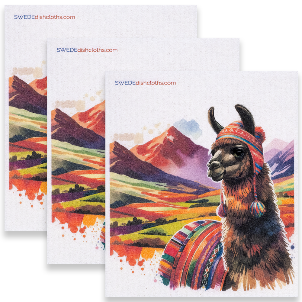 Eco-Friendly Swedish Dishcloths - Brown Llama Set of 3 (Paper Towel Replacements) - Concordia Style Boutique