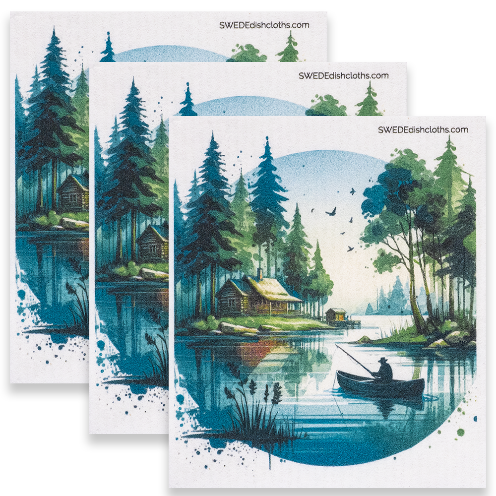 Eco-Friendly Swedish Dishcloths - Canoe Fisherman Set of 3 (Paper Towel Replacements) - Concordia Style Boutique