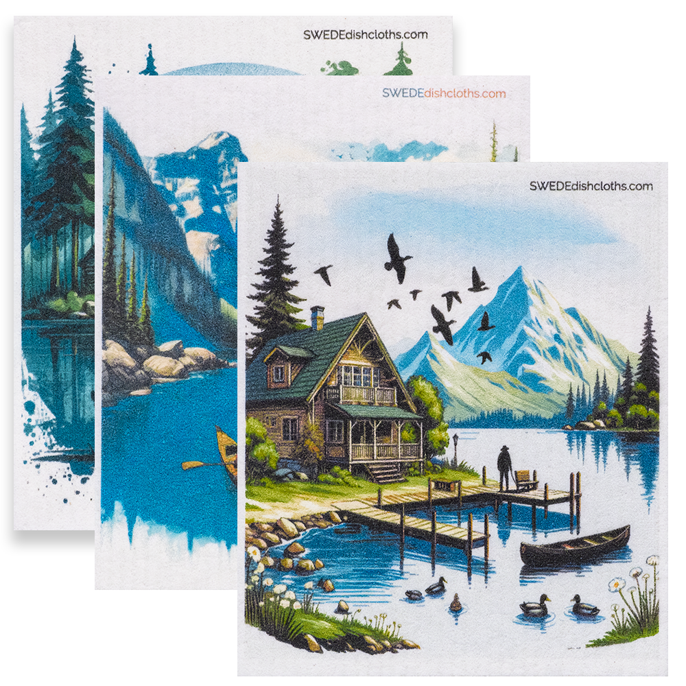 Eco-Friendly Swedish Dishcloths - Mixed Lake 2024 Set of 3 (Paper Towel Replacements, One of Each Design) (Copy) - Concordia Style Boutique