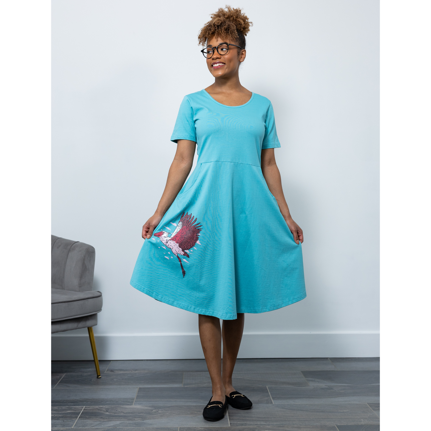 Shoebill Stork Fit & Flare Dress