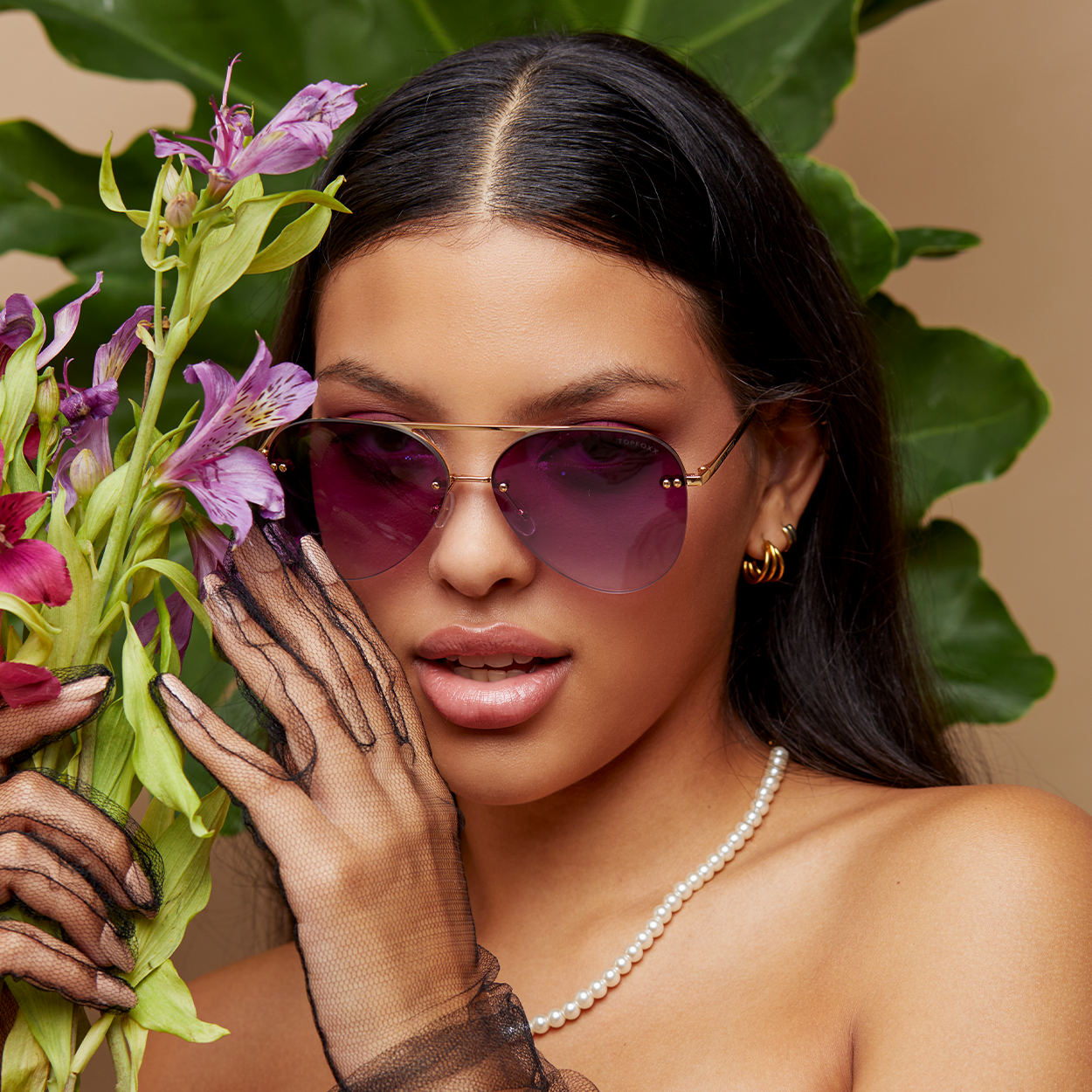 Smaller Megan 2 - Purple Metal Aviator Sunglasses with Gold Frame - Concordia Style Boutique