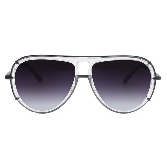 Ivy Luxe - Clear Black Tangle-Free Round Aviator Sunglasses - Concordia Style Boutique