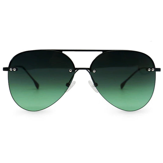 Smaller Megan 2 - Dark Green Metal Aviator Sunglasses - Concordia Style Boutique