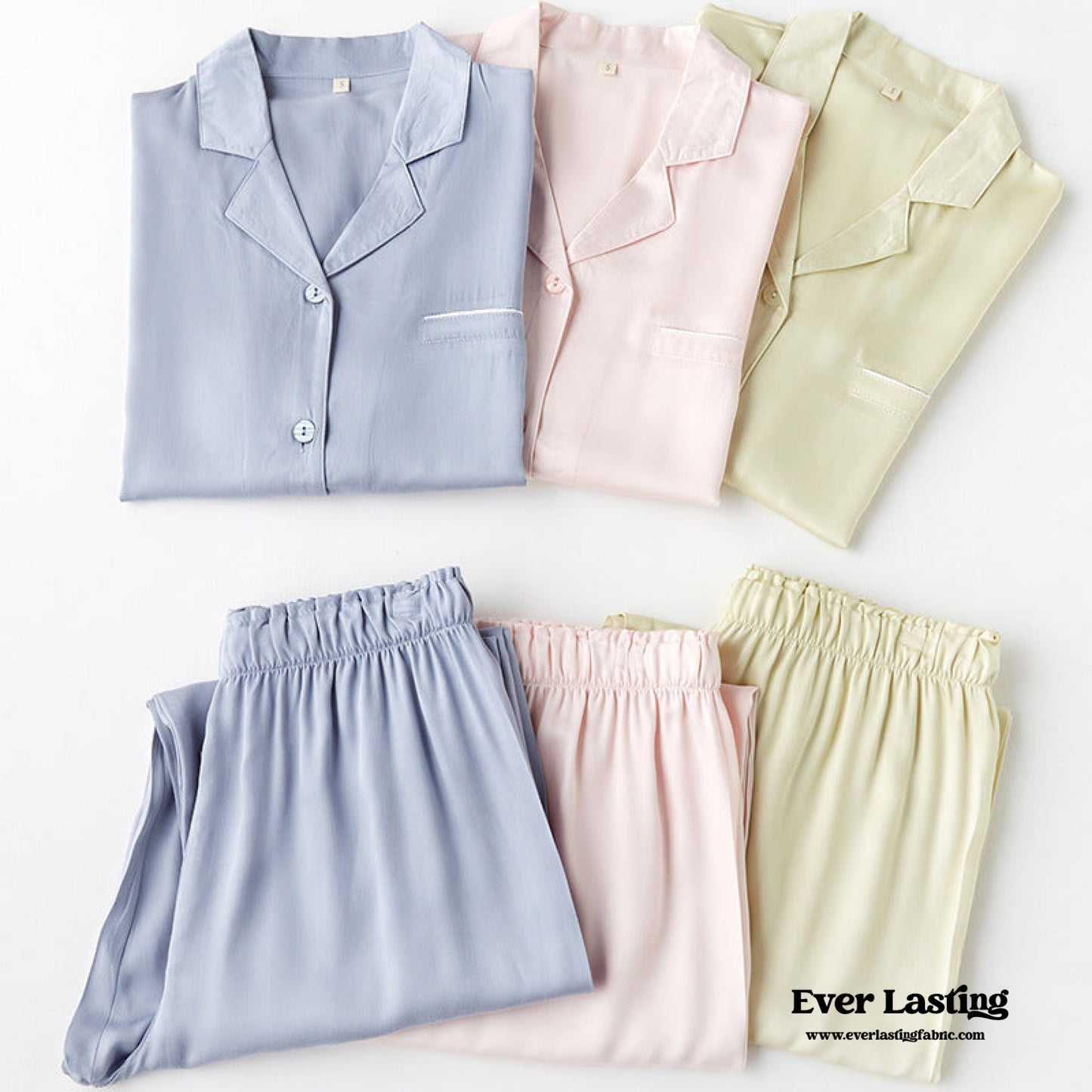 Silky Classic Morandi Silky Pajama Set / Blue