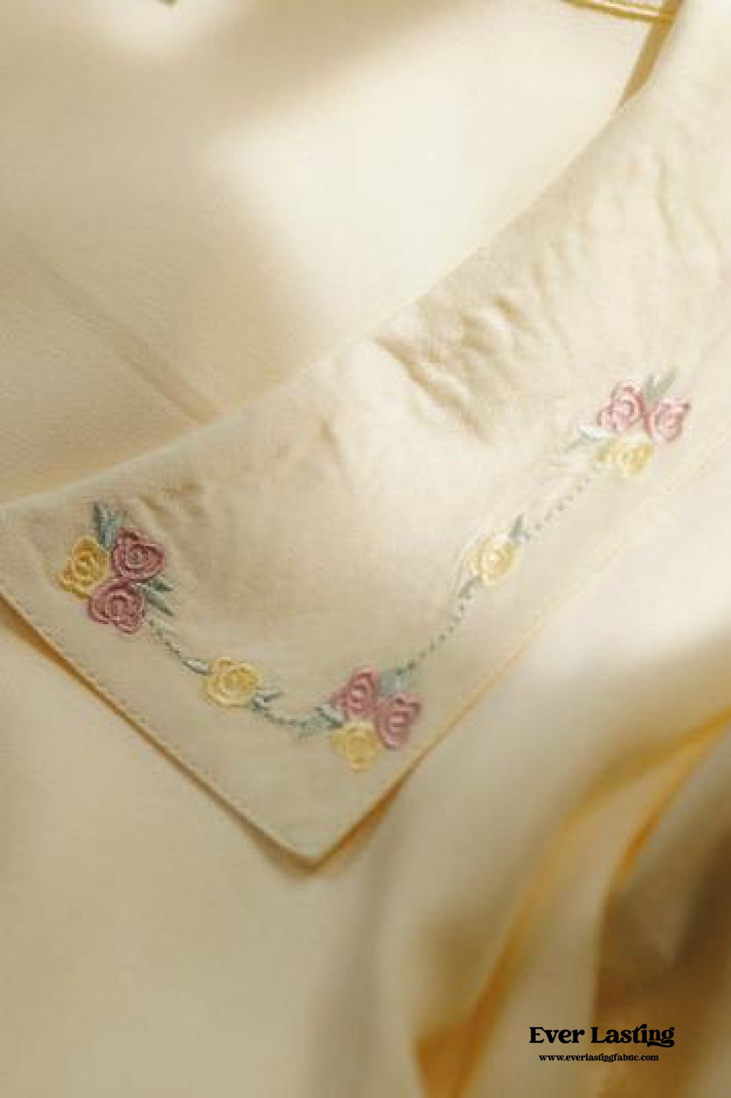 Silky Rose Cream Yellow Embroidered Short Pajama Set