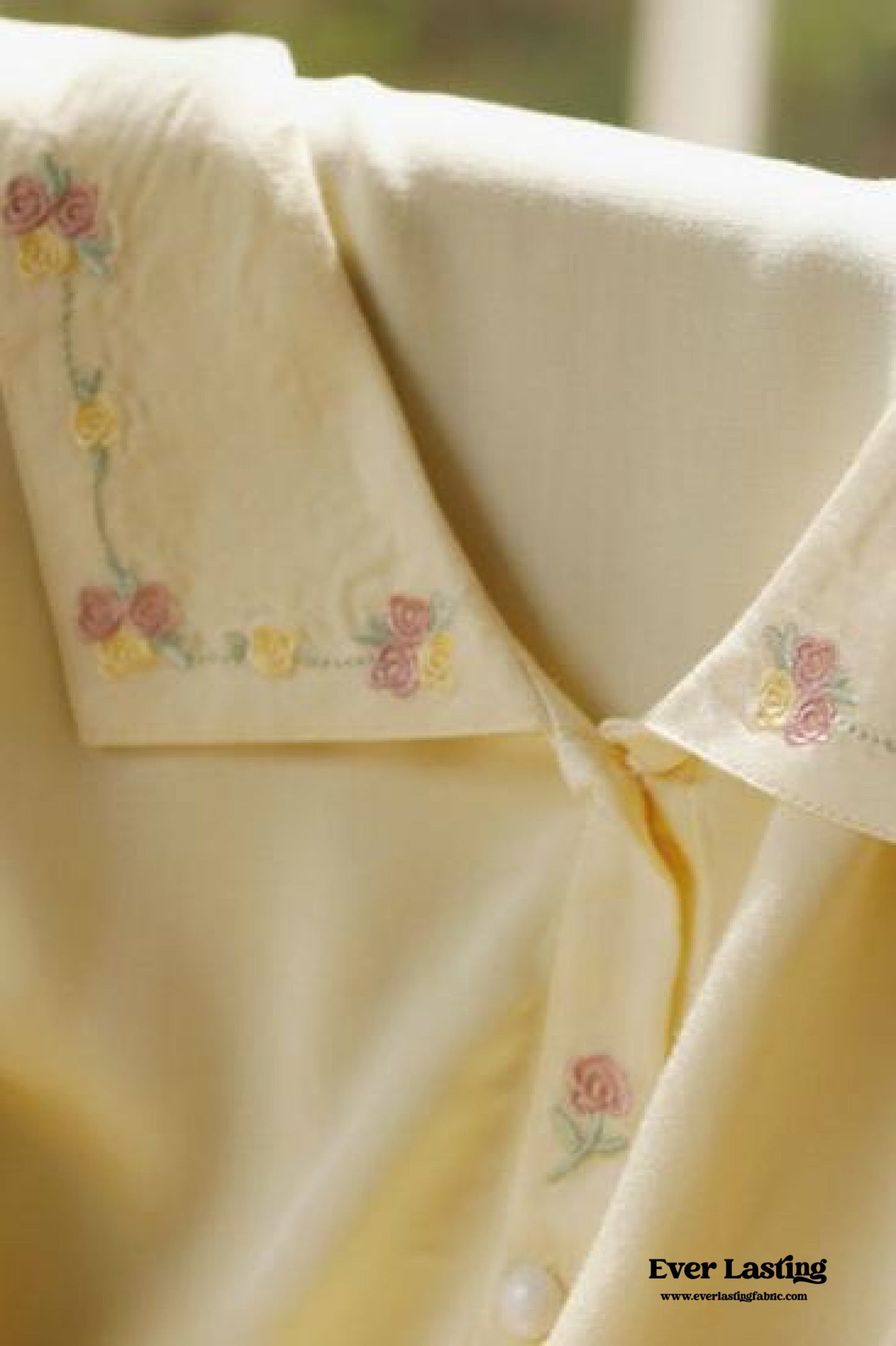 Silky Rose Cream Yellow Embroidered Short Pajama Set