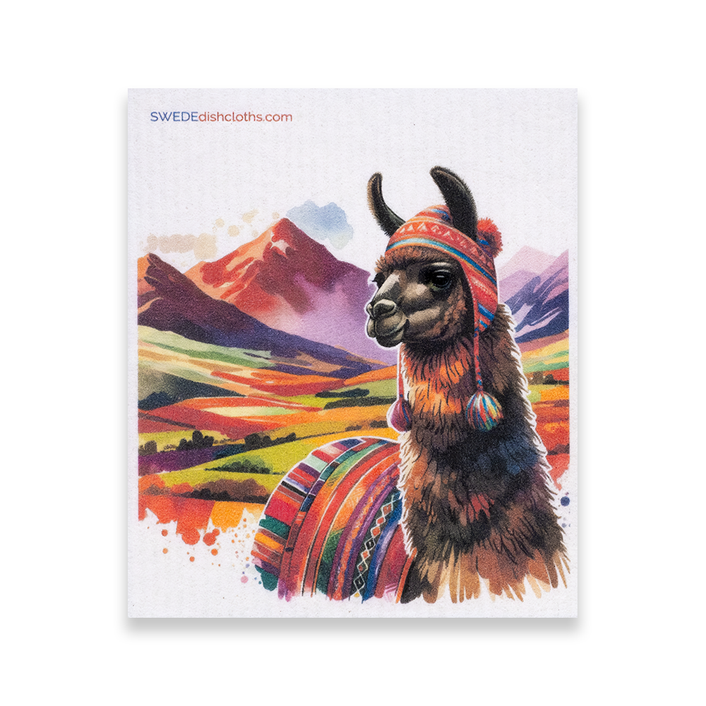 Eco-Friendly Swedish Dishcloths - Mixed Colorful Llamas Set of 3 (Paper Towel Replacements, One of Each Design) - Concordia Style Boutique