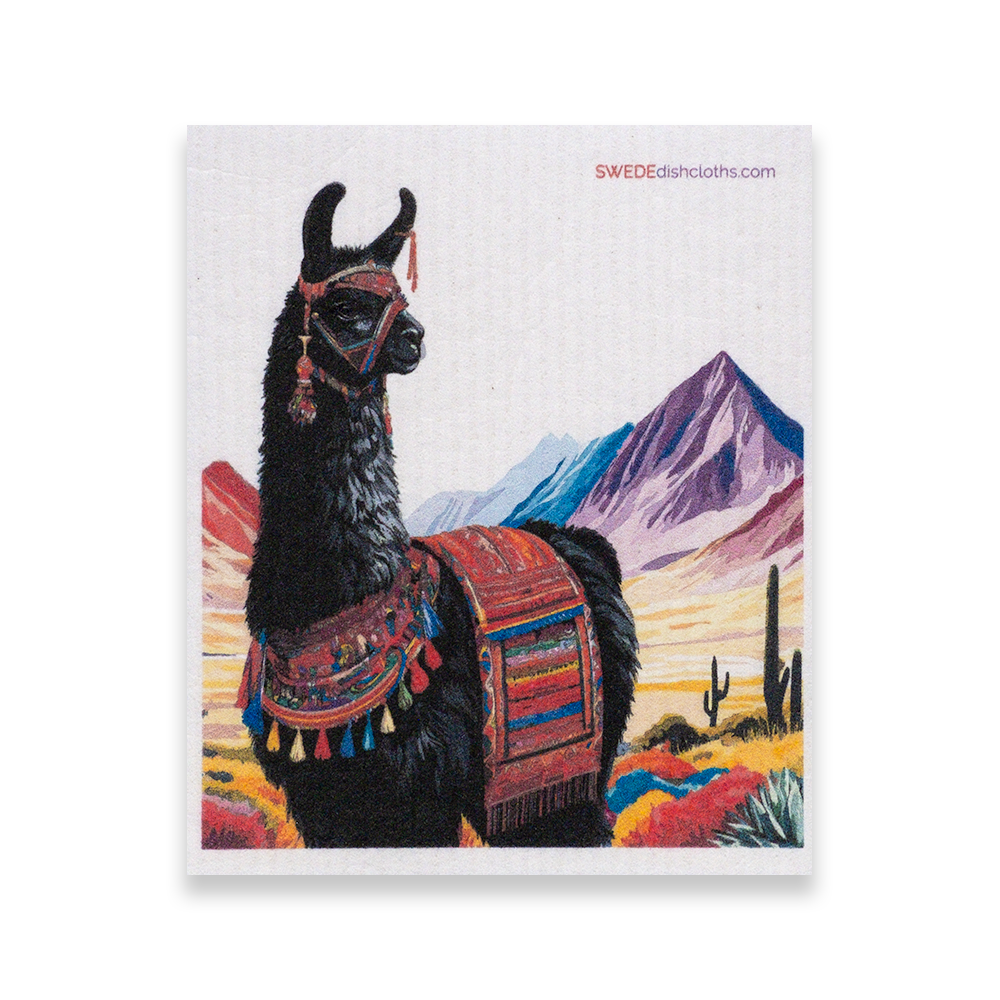Eco-Friendly Swedish Dishcloths - Mixed Colorful Llamas Set of 3 (Paper Towel Replacements, One of Each Design) - Concordia Style Boutique