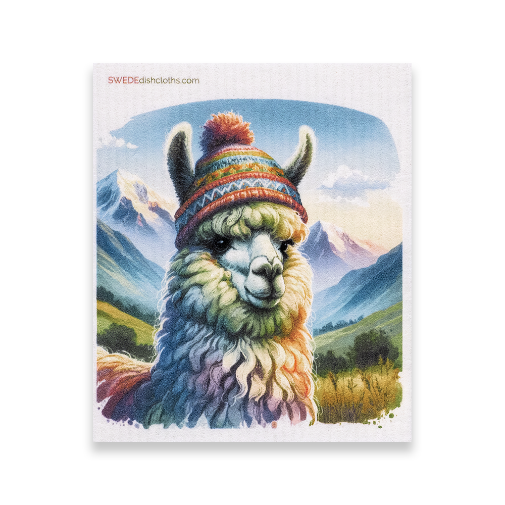 Eco-Friendly Swedish Dishcloths - Mixed Colorful Llamas Set of 3 (Paper Towel Replacements, One of Each Design) - Concordia Style Boutique