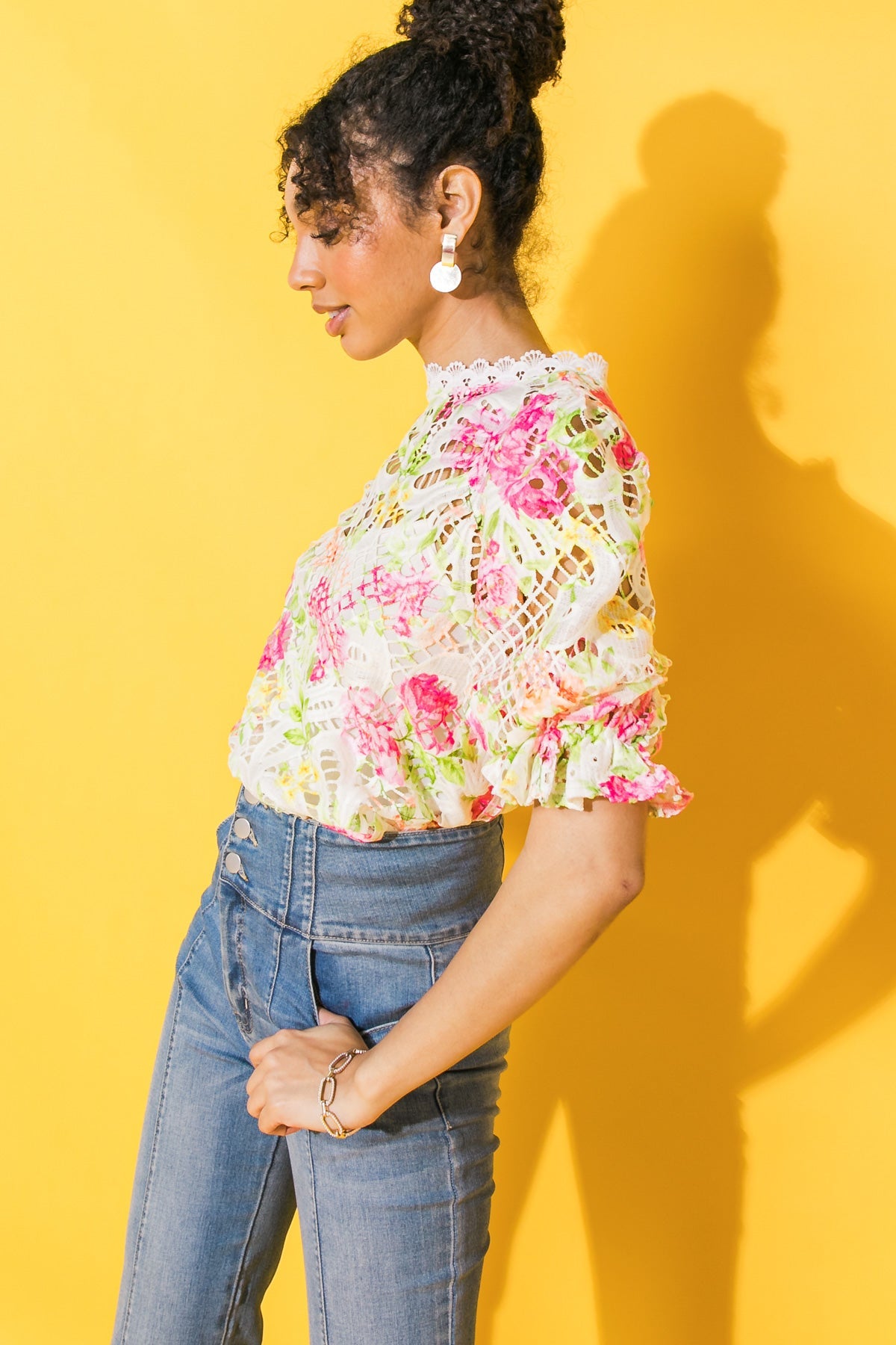 BLISS ME FLORAL WOVEN LACE TOP - Concordia Style Boutique