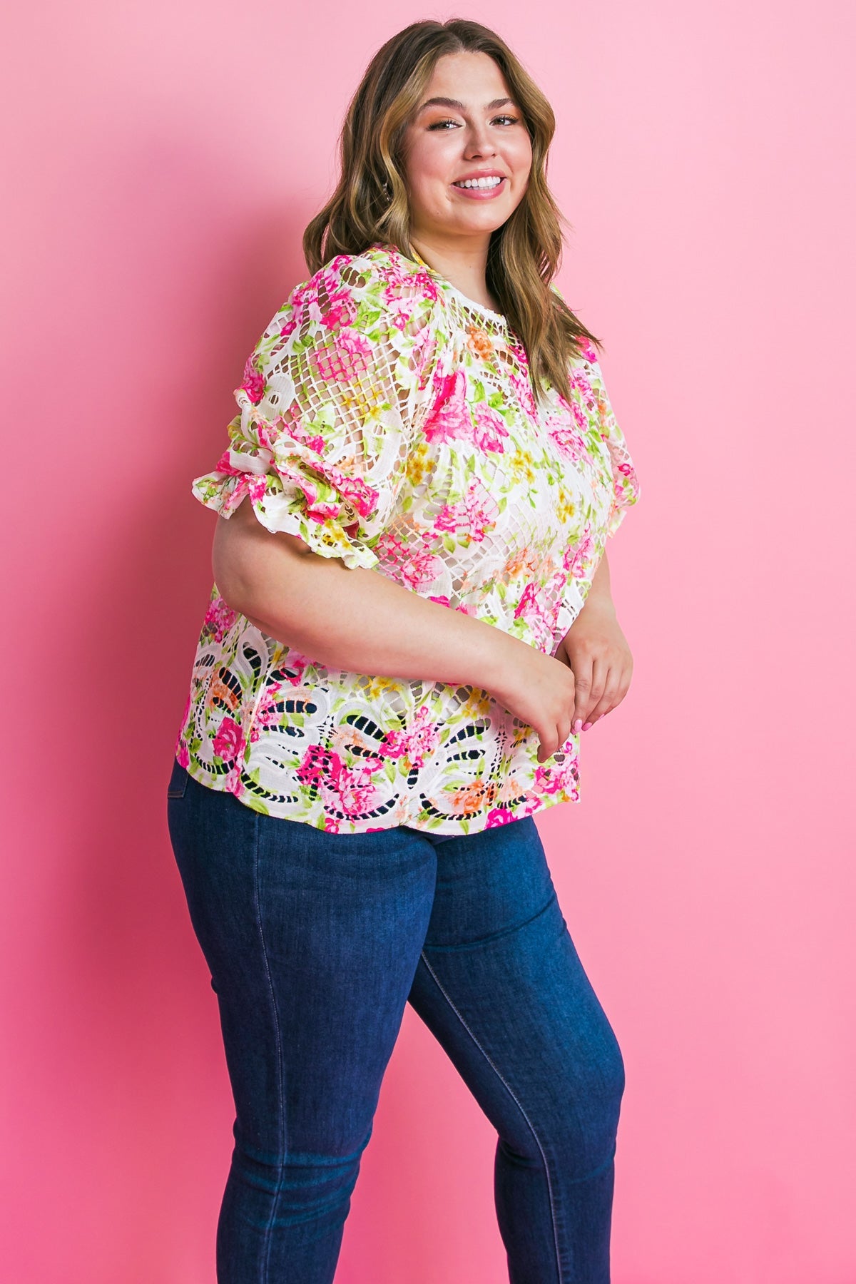 BLISS ME FLORAL WOVEN LACE TOP - Concordia Style Boutique