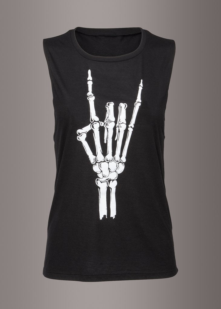 Hell Raiser Skeleton Heavy Metal Hand Loose Fit Tank Top - Concordia Style Boutique