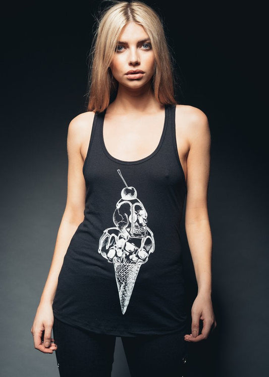 Summer Goth Ice Cream Skull Tank Top - Concordia Style Boutique