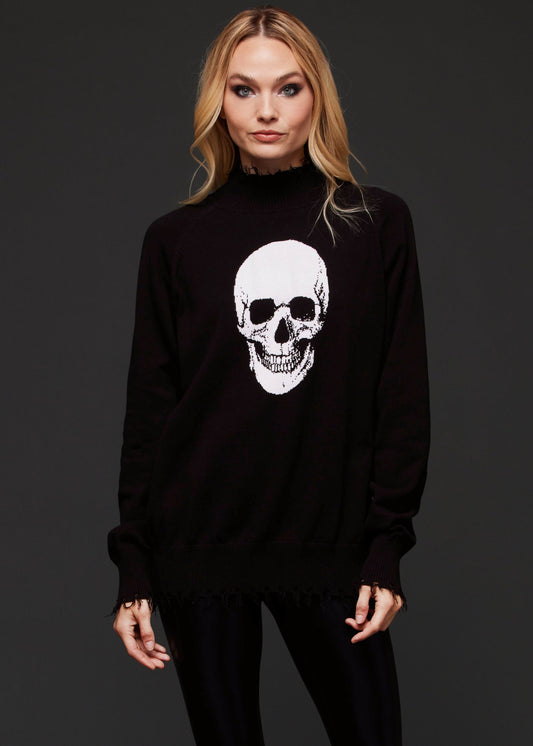 Distressed Skull Knit Sweater - Concordia Style Boutique