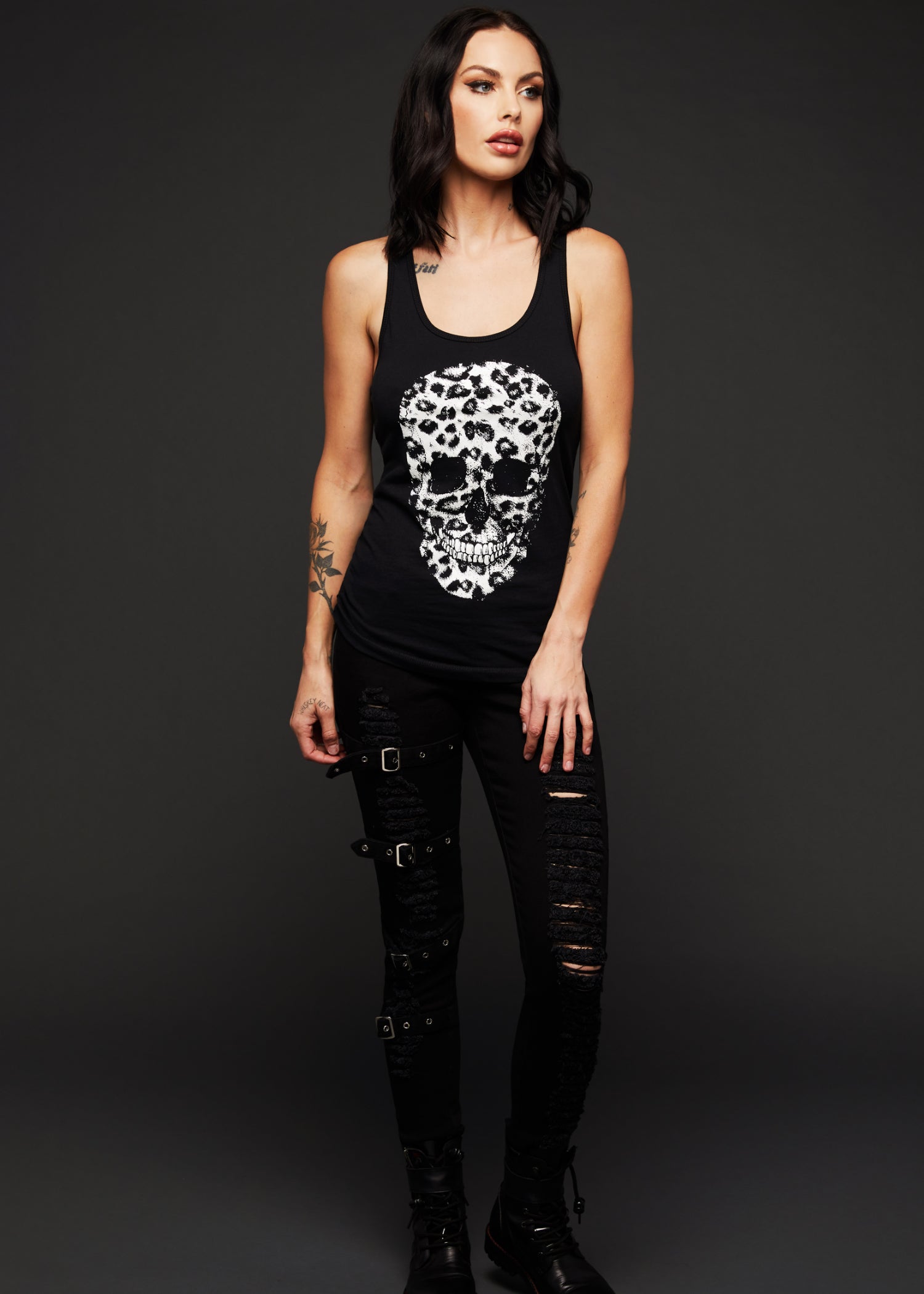Renegade Leopard Print Skull Tank Top Sleeveless Tee - Concordia Style Boutique