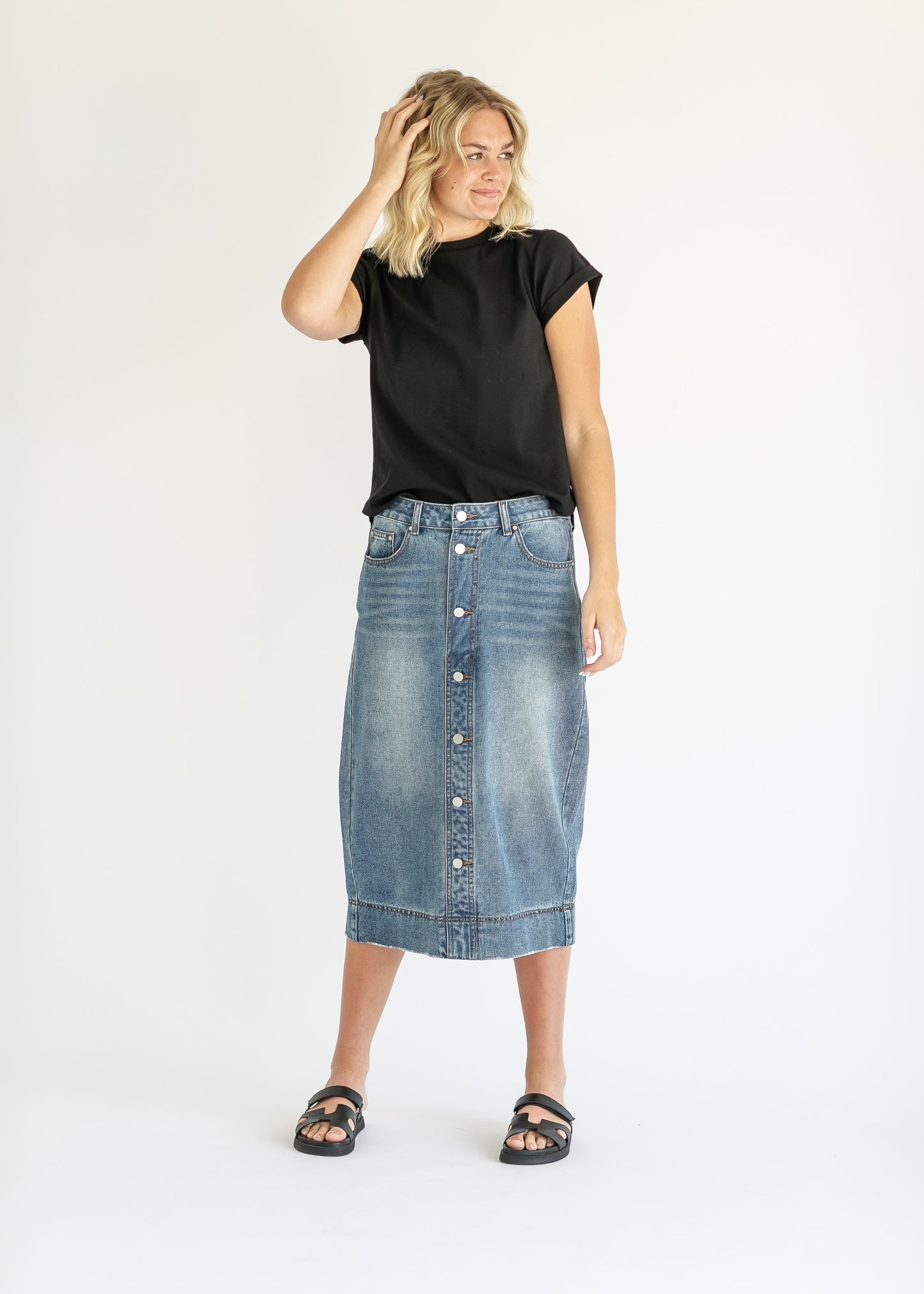 Skylar Button Front Midi Skirt - Concordia Style Boutique