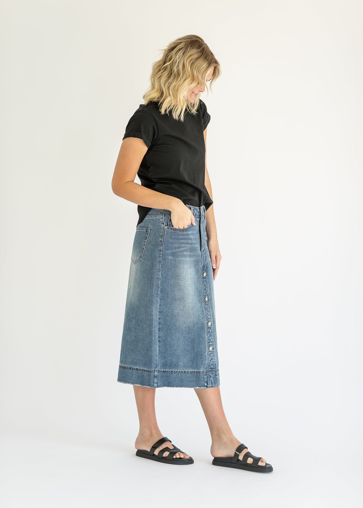 Skylar Button Front Midi Skirt - Concordia Style Boutique
