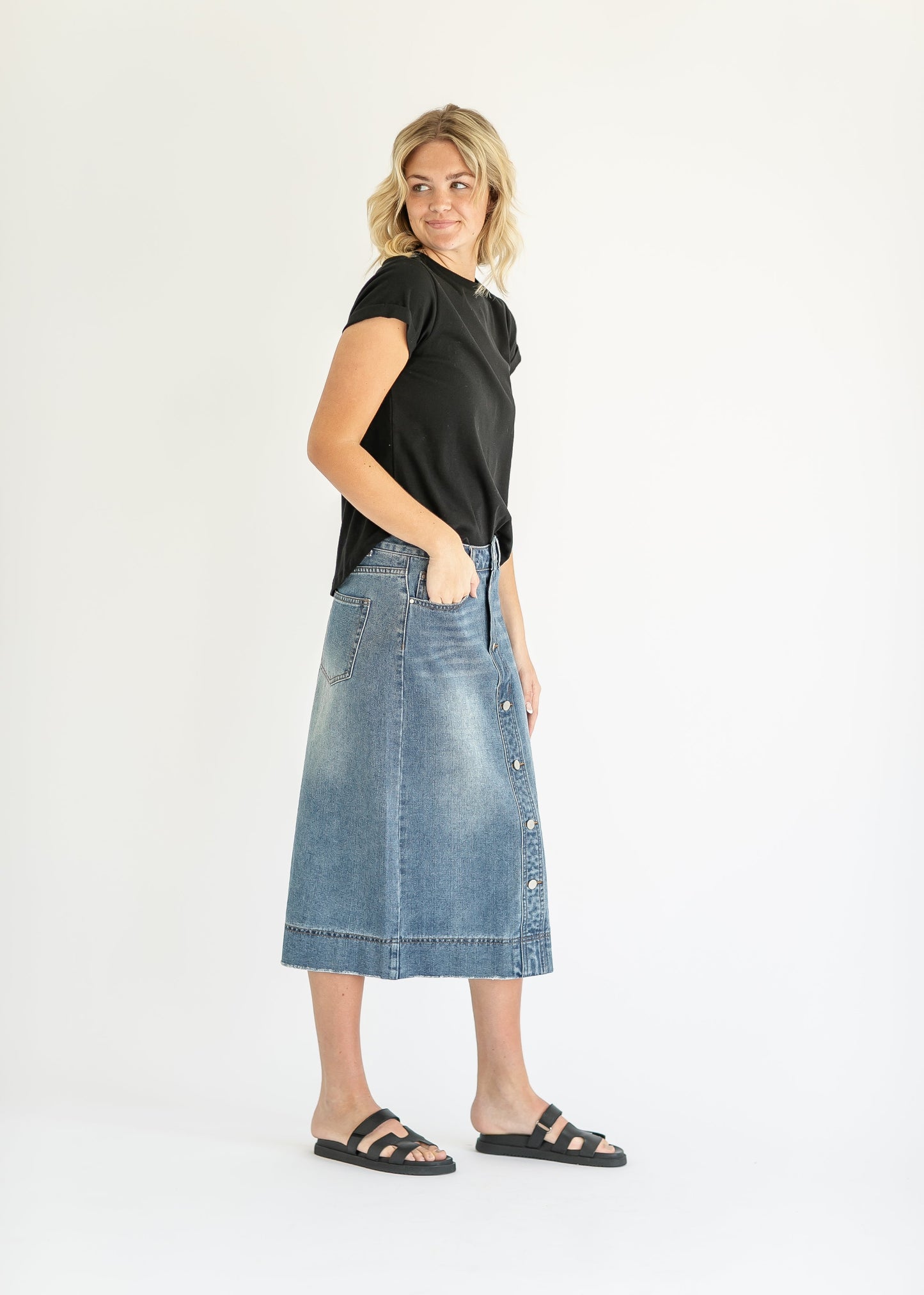Skylar Button Front Midi Skirt - Concordia Style Boutique