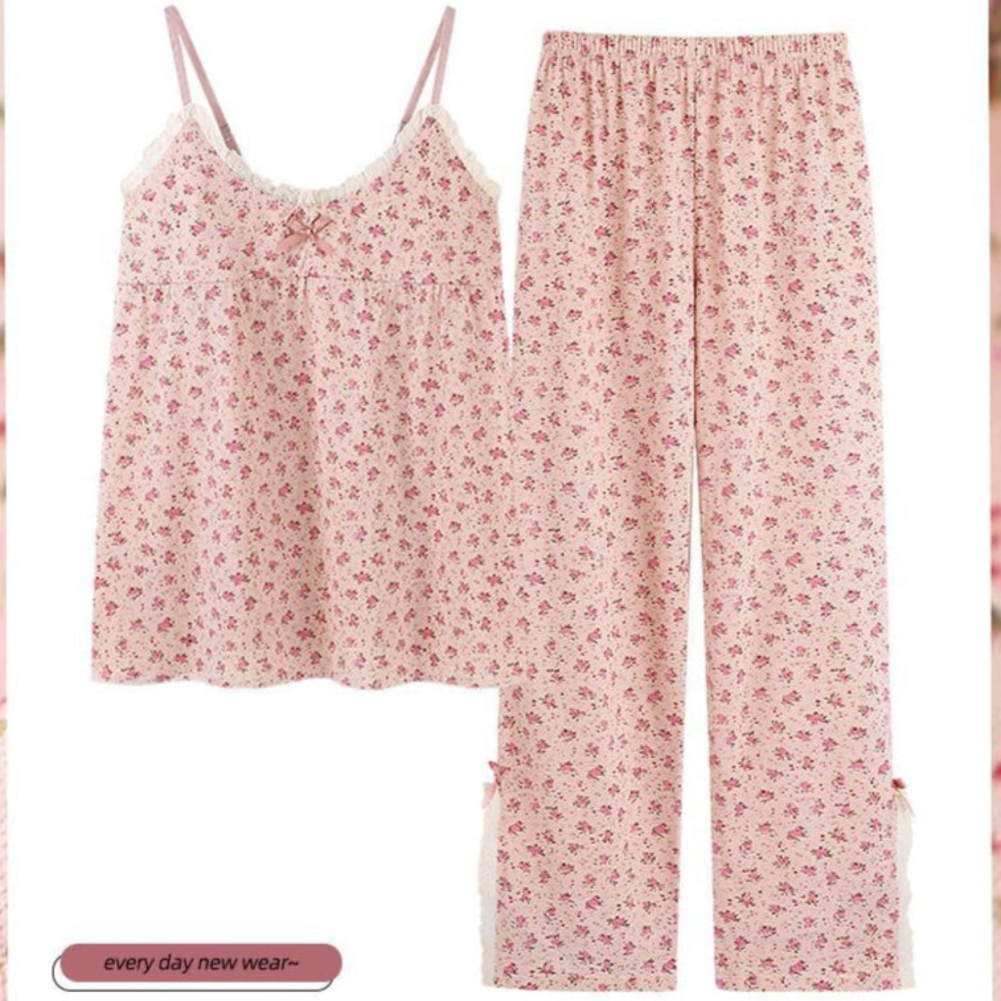 Sophie Pastoral Floral Pajama Set / Red