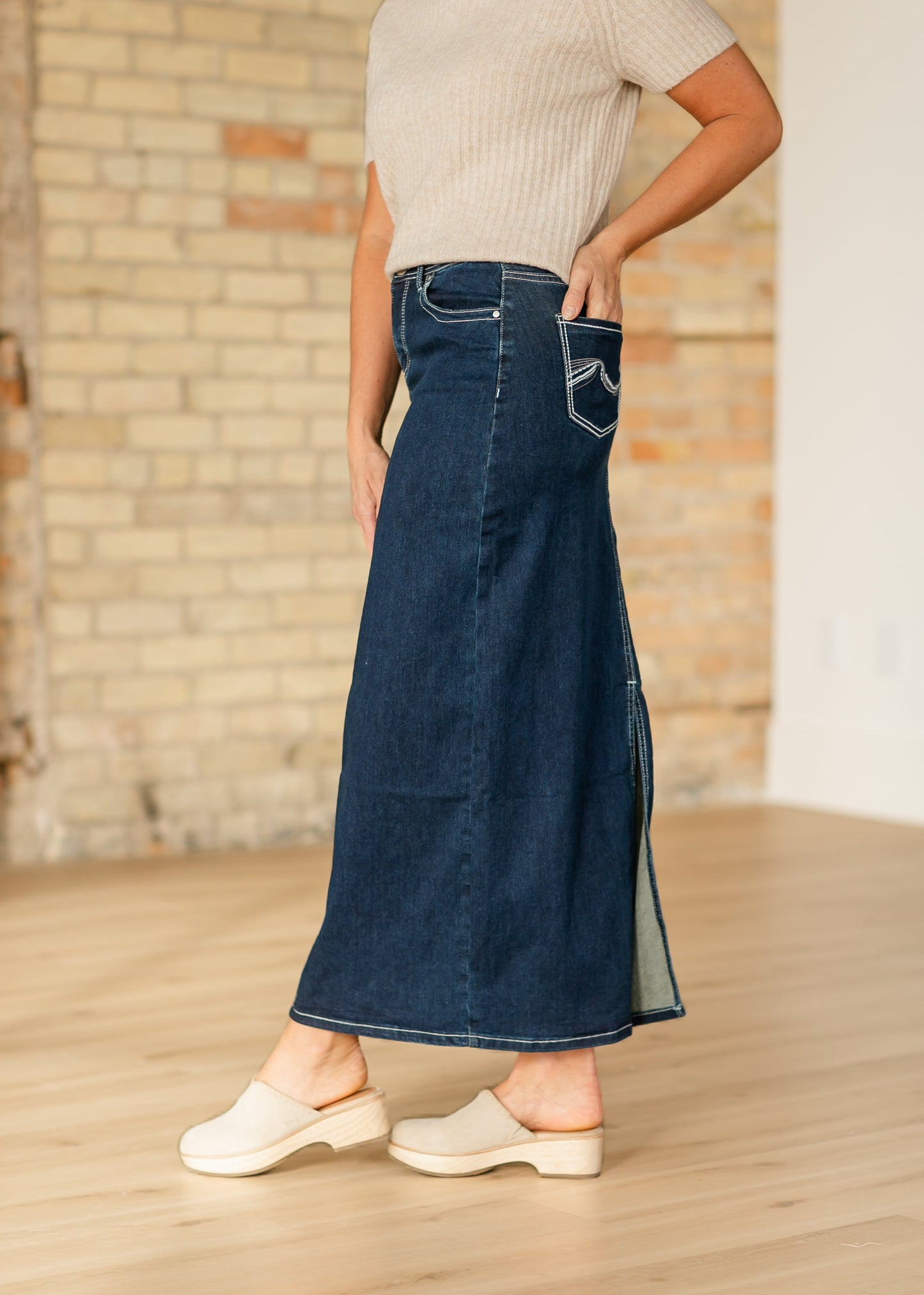Stella Dark Wash Maxi Denim Skirt - Concordia Style Boutique