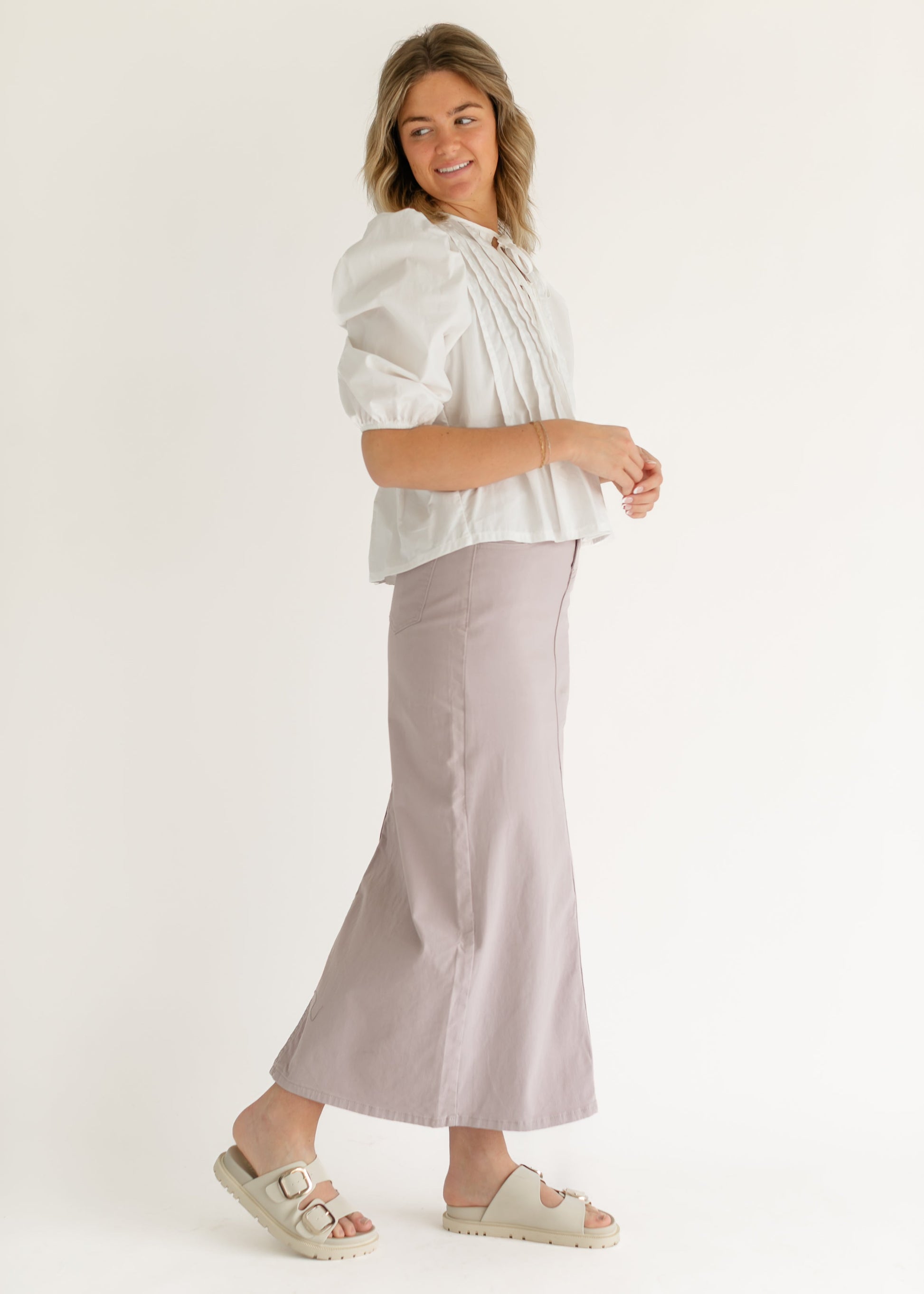 Stella Lilac Denim Maxi Skirt - Concordia Style Boutique