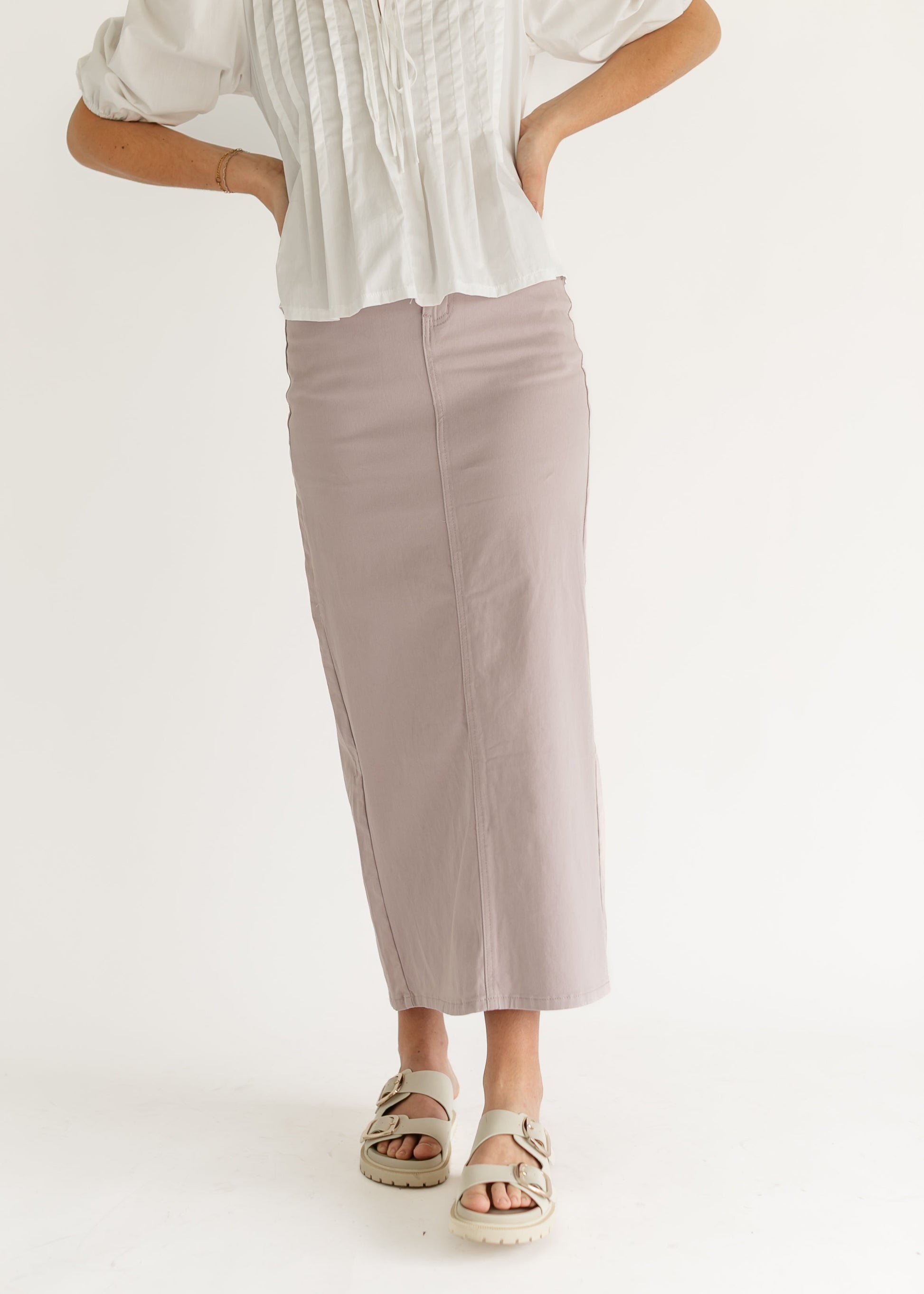 Stella Lilac Denim Maxi Skirt - Concordia Style Boutique
