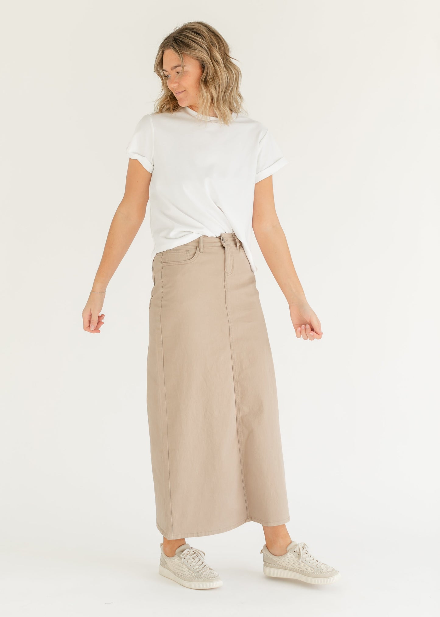 Stella Simply Taupe Denim Maxi Skirt