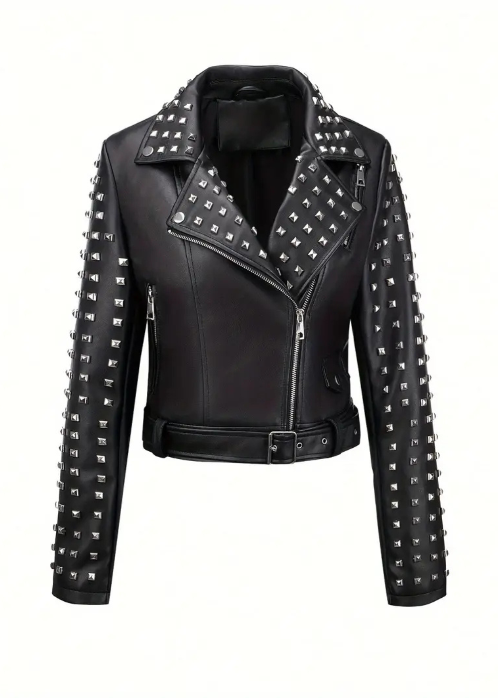 After Party Black Faux Leather All Over Stud Moto Jacket - Concordia Style Boutique