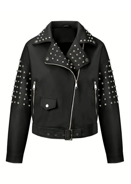 Leather Rebel Black Studded Moto Biker Jacket - Concordia Style Boutique