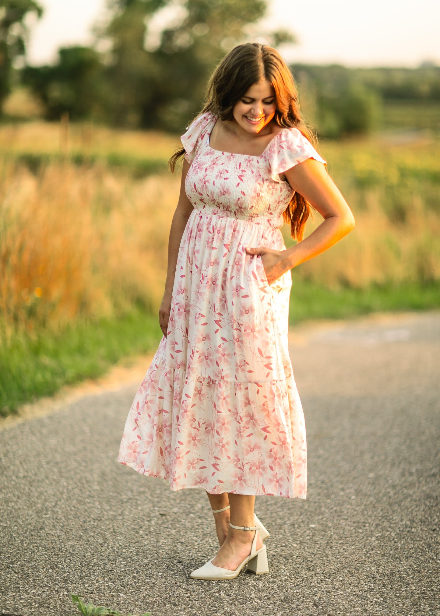 Summer Cap Sleeve Midi Dress