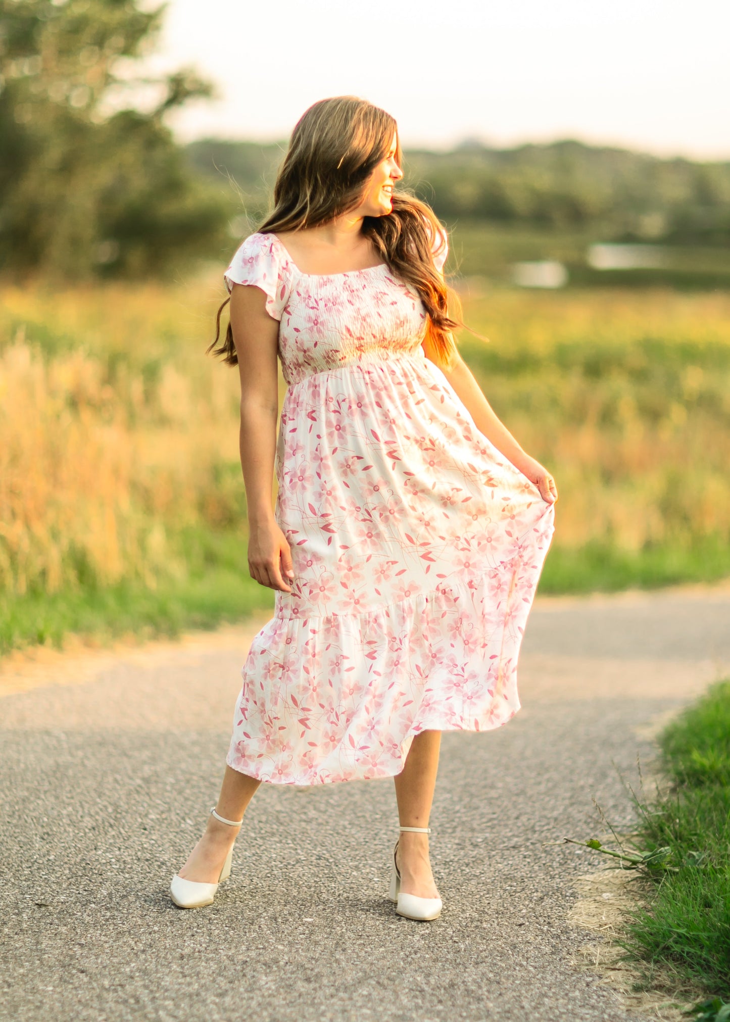 Summer Cap Sleeve Midi Dress
