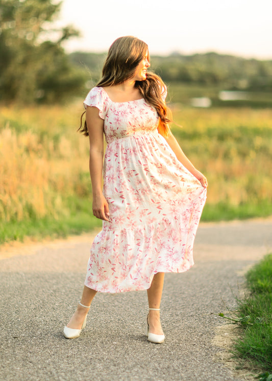 Summer Cap Sleeve Midi Dress