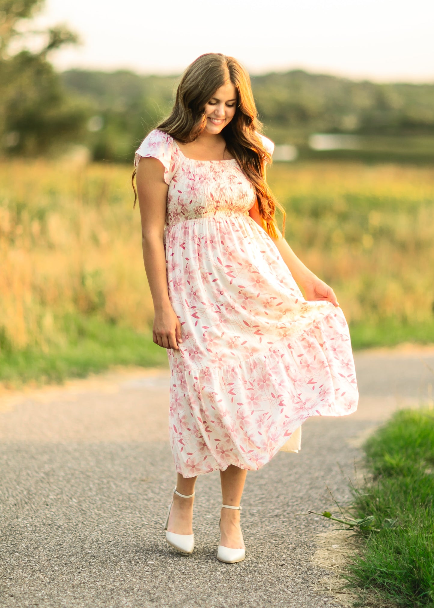 Summer Cap Sleeve Midi Dress