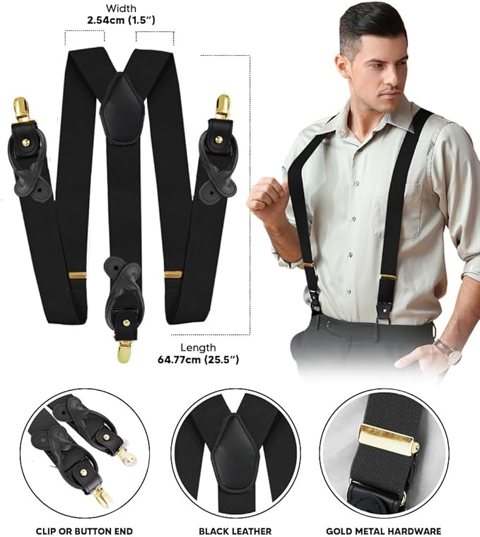 Vittorio Farina Men's Convertible Suspender in Gift Box: 70% Polyester & 30% Elastomer - Concordia Style Boutique