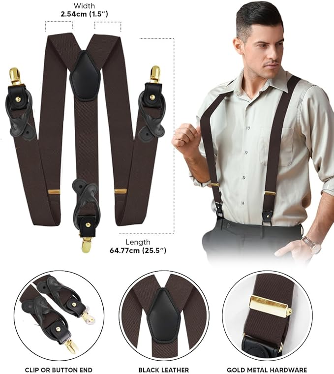 Vittorio Farina Men's Convertible Suspender in Gift Box: 70% Polyester & 30% Elastomer - Concordia Style Boutique