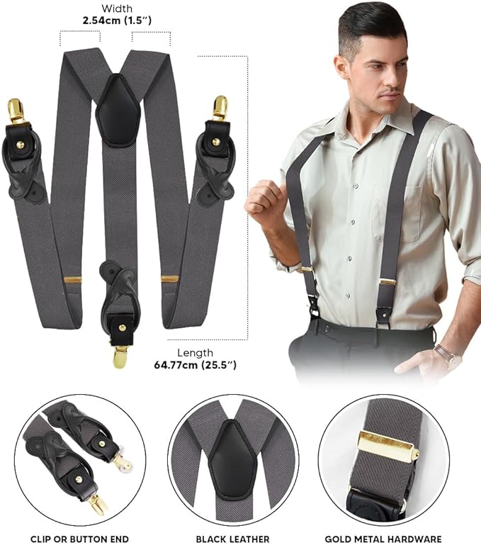 Vittorio Farina Men's Convertible Suspender in Gift Box: 70% Polyester & 30% Elastomer - Concordia Style Boutique