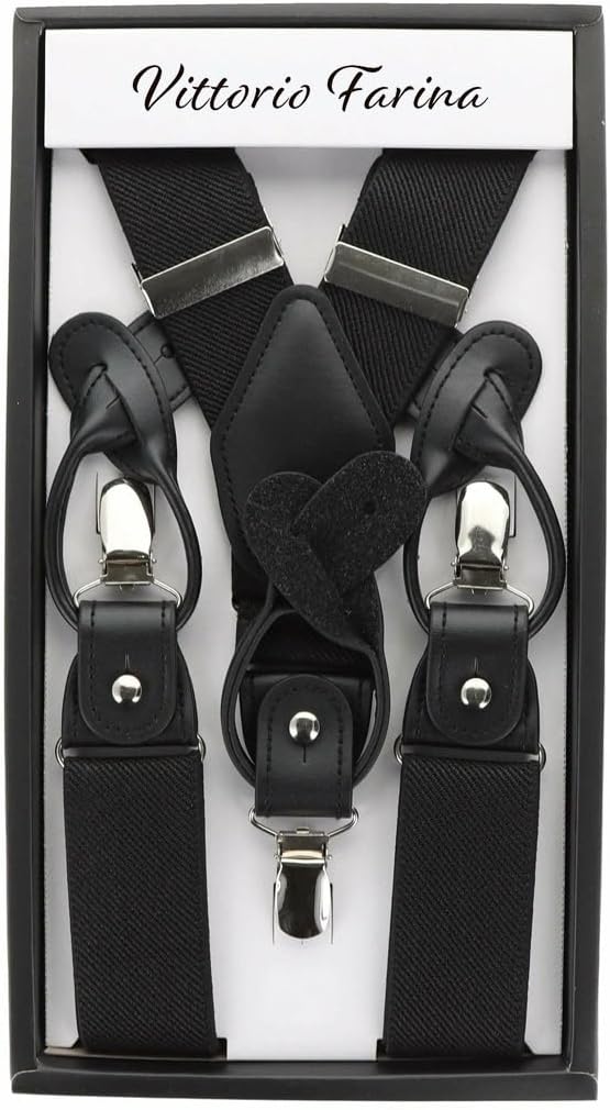 Vittorio Farina Men's Convertible Suspender in Gift Box: 70% Polyester & 30% Elastomer - Concordia Style Boutique