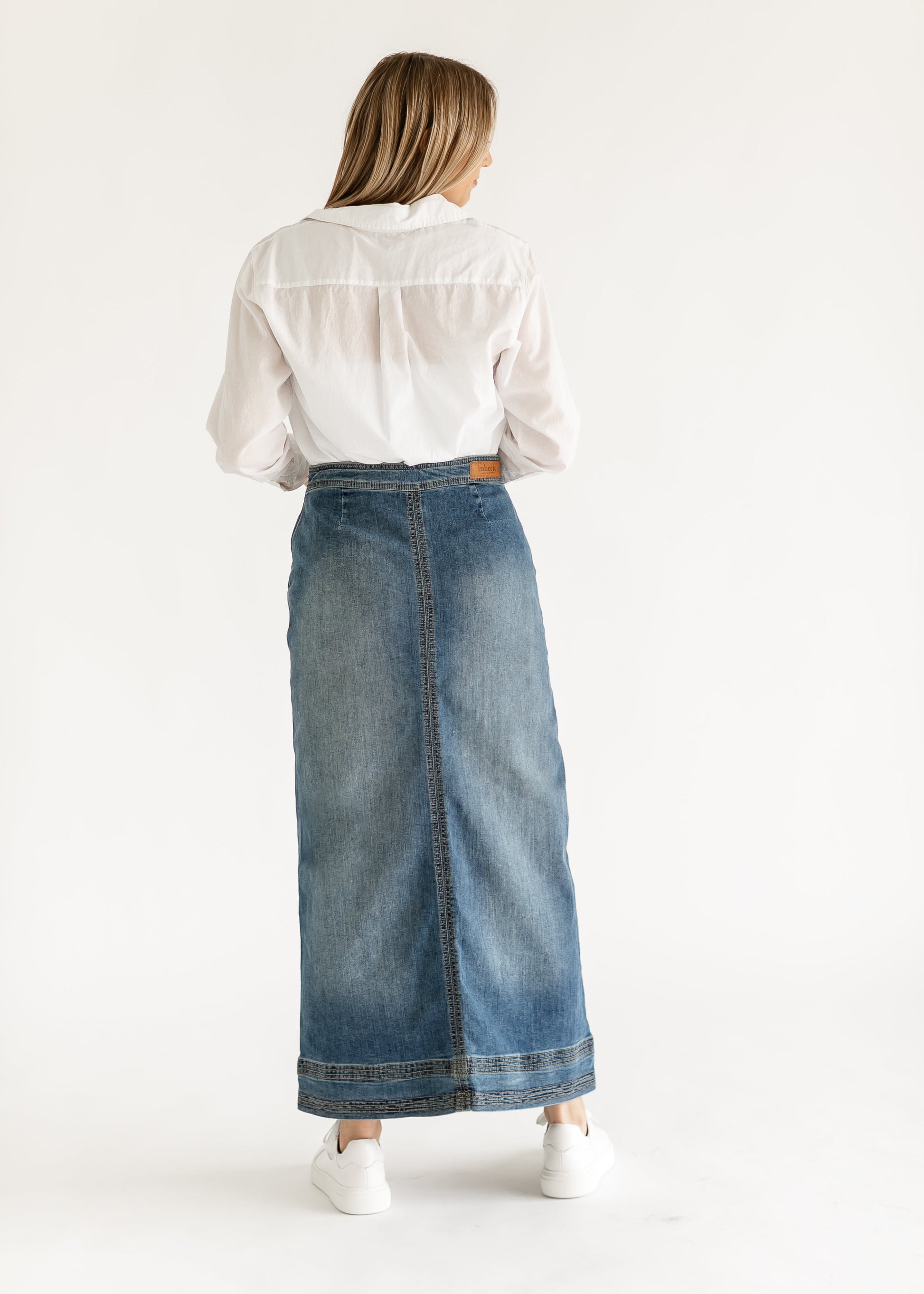 Sutton Side Zip A-line Denim Maxi Skirt - Concordia Style Boutique