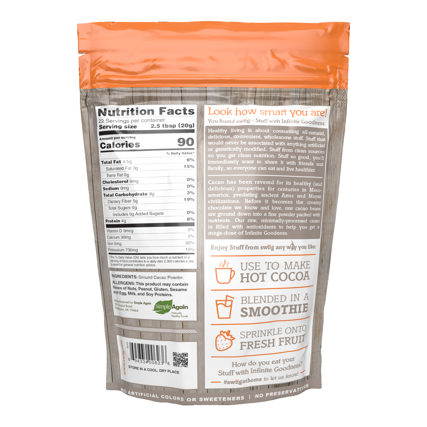 Ground Cacao 1lb - Concordia Style Boutique