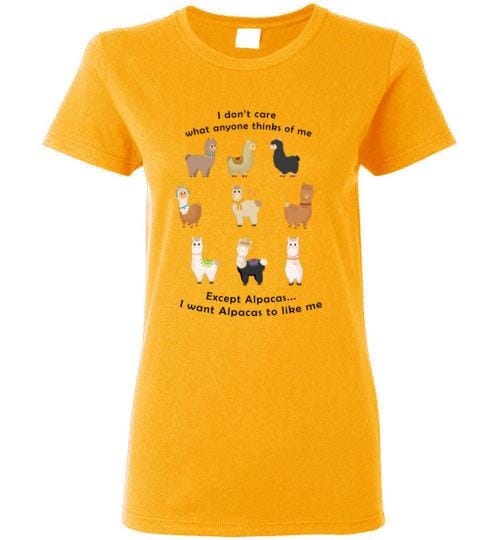 t-shirt: I Want Alpacas to Like Me Gildan Ladies Short-Sleve