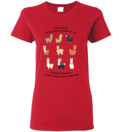t-shirt: I Want Alpacas to Like Me Gildan Ladies Short-Sleve
