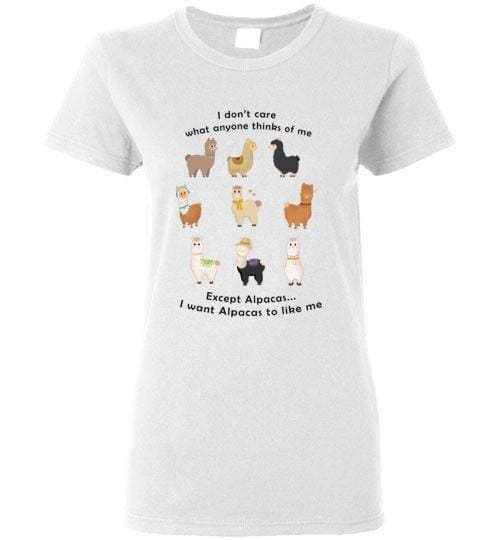 t-shirt: I Want Alpacas to Like Me Gildan Ladies Short-Sleve