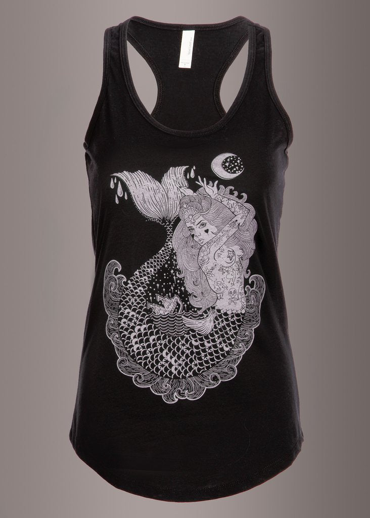 Mermaid Vibes Black Loose Fit Tank Top - Concordia Style Boutique