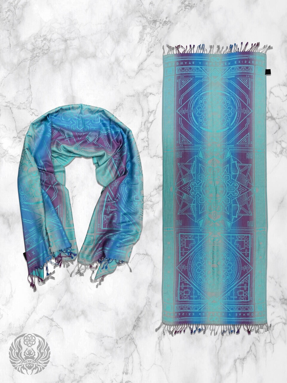 TEAL AMETHYST DHARMA • Reversible Festival Shawl/Scarf - Concordia Style Boutique