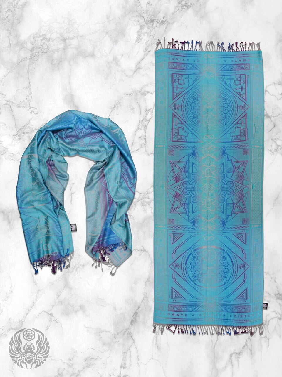 TEAL AMETHYST DHARMA • Reversible Festival Shawl/Scarf - Concordia Style Boutique