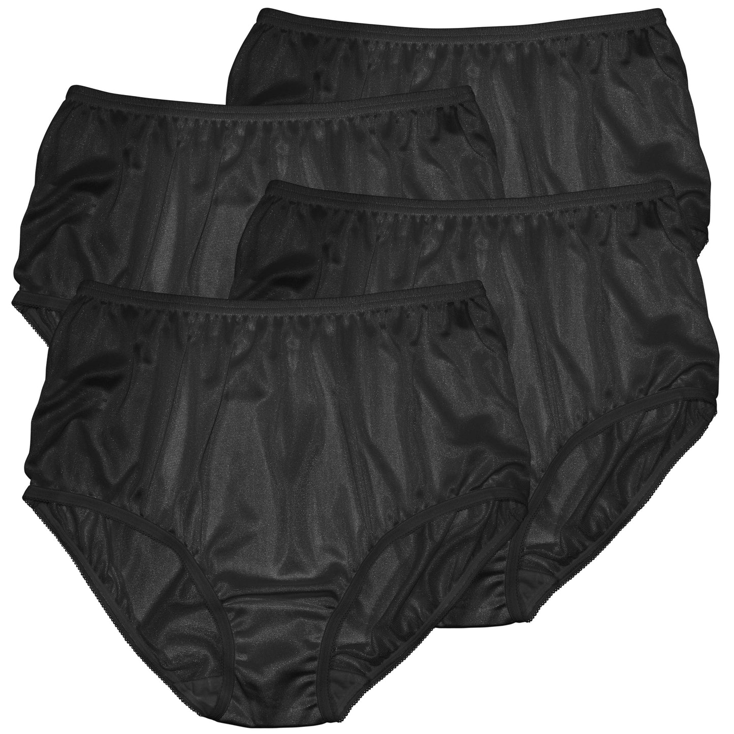 Nylon Brief Panty (Style 331/Plain Jane) 4 Pack in Black - Concordia Style Boutique